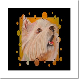 Cute West Highland White Terrier Portrait Vector Posters and Art